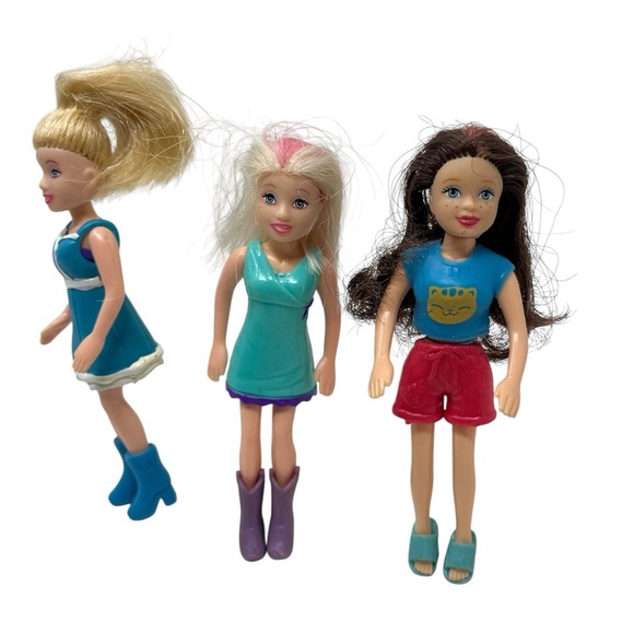 Polly Pocket Fashion Dolls Lot‎ Of 3 w Rooted Hair Outfits Shoes Girl Mini Doll - Picture 4 of 6